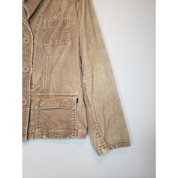 Vtg Z Cavaricci Women M Corduroy Jacket Tan Long Sleeve Button Front Pockets Y2K - Picture 3 of 5